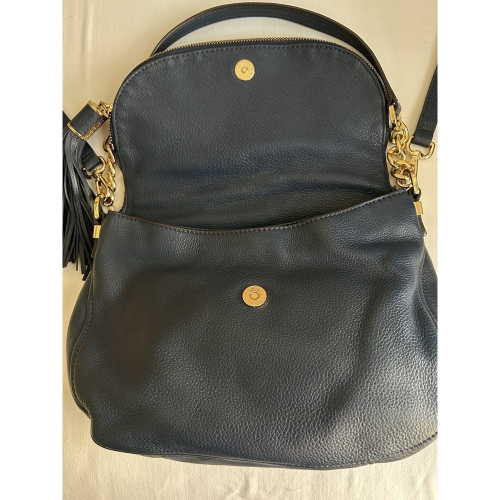 Michael Kors Pebbled Leather Shoulder Crossbody Tassel Zipper Gold Tone Hardware - Picture 4 of 7